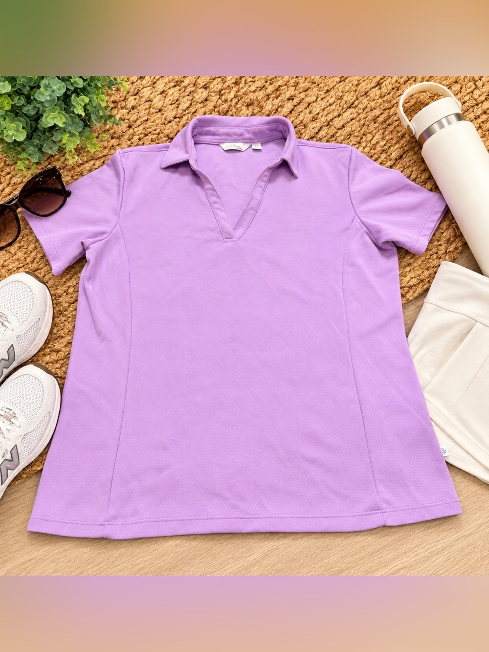 Lady Hagen Women’s Lavender Purple Golf Polo Short Sleeve V-Neck Top